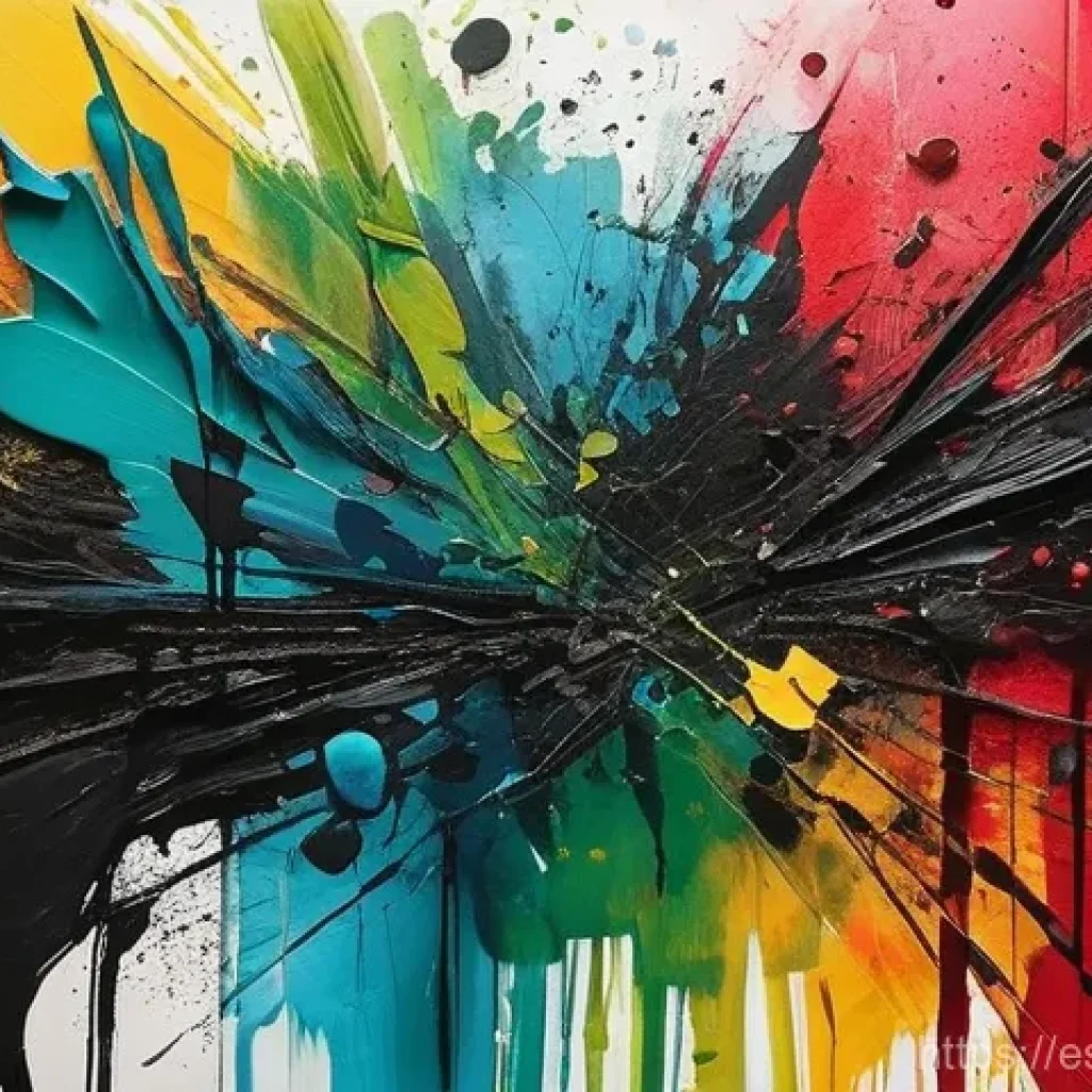 감정 해독을 위한 비주얼 저널 기법 - **Abstract Emotional Release:** "An intensely expressive and abstract mixed-media art piece within a...