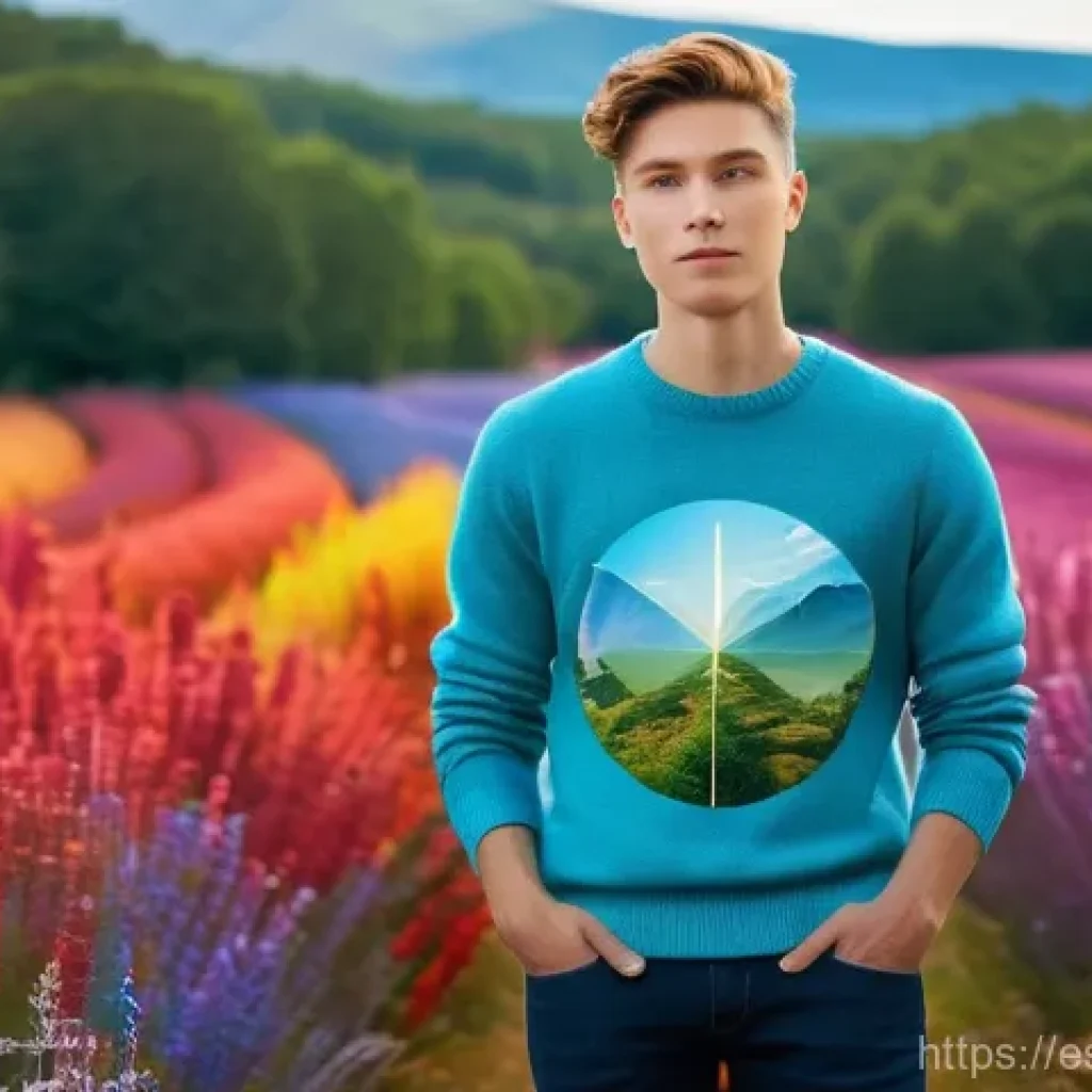 감정 해독과 자아 탐색을 위한 여행 - **Emotional Landscape Discovery:** A gender-neutral young adult stands at the center of a vibrant, s...