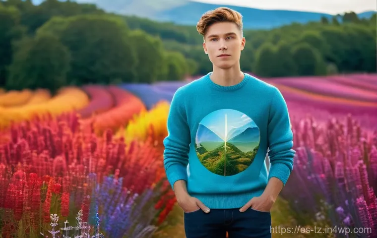 감정 해독과 자아 탐색을 위한 여행 - **Emotional Landscape Discovery:** A gender-neutral young adult stands at the center of a vibrant, s...