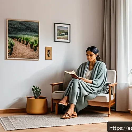 Home 17 감정 해독을 위한 심리 상담 활용법 - A warm and inviting therapy room set in a modern Spanish-style apartment, featuring soft natural lig...